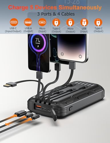 MINRISE Solar Power Bank 40000mAh, Portable Charger PD 20W Fast Charging - color: Black