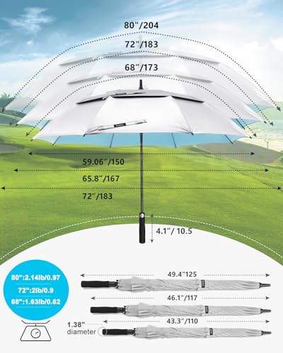 Gonex 62/68/72/80 Inch Golf Umbrella, Auto Open, Windproof, UV Protection - color: Silver/Lake Blue, size: 72 inch