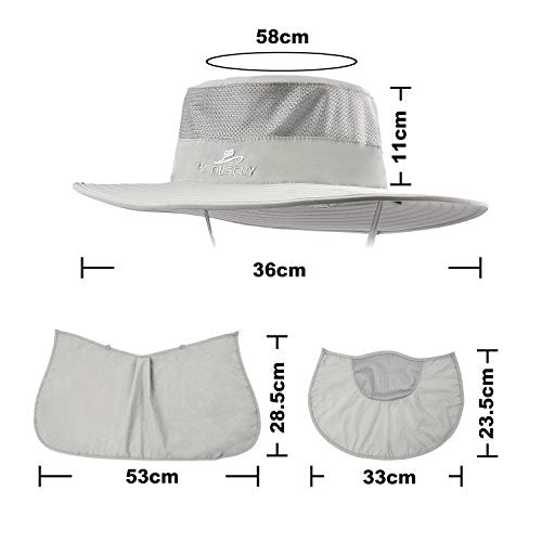 Fishing Hat,Sun Cap with UPF 50+ Sun Protection and Neck Flap,for Man and Women - color: Light Grey