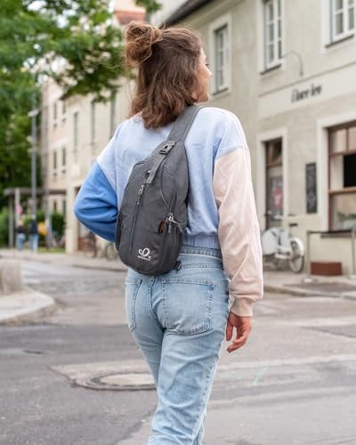 WATERFLY Crossbody Sling Backpack Sling Bag Travel Hiking Chest Bags Daypack (Dark gray) - color: Dark Gray