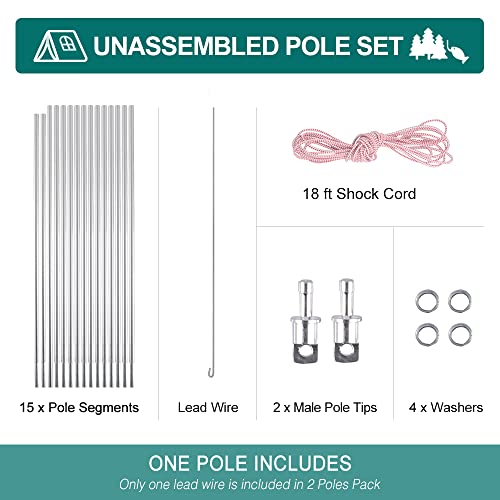 Aluminum Tent Poles Replacement, Fits Both Female and Male Ends, Lightweight Tent Pole Repair Kit, 7001 Aluminum Alloy T6 Heated - color: 24ft 10.5 in, size: 1 Pole Pack