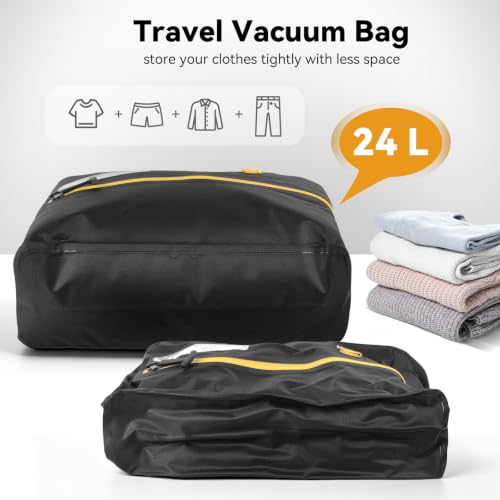 Vacuum Compression Bags for Travel with Rechargeable Pump, Reusable Vacuum Bags Nylon & TPU Layer Made, Durable Packing Cubes for Saving Luggage Space (1bag)