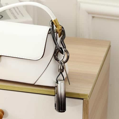 Cute Y2K Carabiner Keychain Clips Irregular Cool Multi-Use Large Heavy Duty Carabiner Hook Key Ring Outdoor Accessories Buckle - color: Black Tone