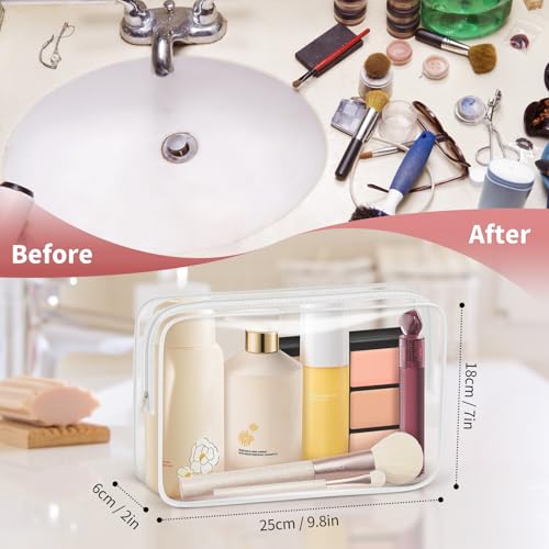 TISRATOK 12 PCS Clear Makeup Bags with Zipper, TSA Approved Toiletry Pouch - color: White, size: Large