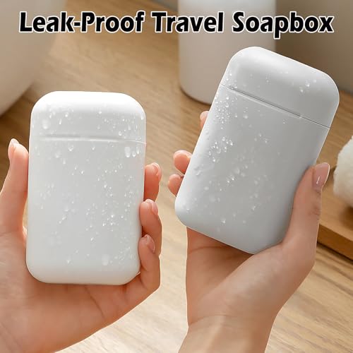 AIDIMMING Compact Travel Soap Case, Leakproof Soap Container with Lid, Portable Bar Soap Holder for Traveling, Soap Box for Bathroom, Shower, Gym, School, Camping, Vacation, Outdoor (White) - color: White