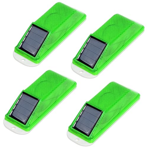 Aolyty Solar Warning Lights, Magnetic Base Beacon Light 4 Pack, Green | IP54 Waterproof Caution Light Auto On Off for Barricades, Construction Sites, Traffic Safety - color: Green