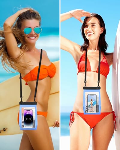 Large Waterproof Phone Pouch, Floating Dry Bag for iPhone 15 14 13 12 11 Pro Max Galaxy S22 S21 Waterproof Bag Sunscreen Glasses Storage Universal Dry Pouch for Swimming Rafting Boating - color: Clear Blue, Extra Large Opening 5.9''