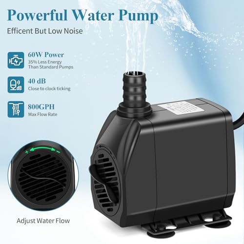 Pond Waterfall Spillway Kit with 800 GPH Pump, 5-Layer Filtration system, 9.8FT Oxford Hose, Complete Pond Kit for Outdoor Ponds, Koi Pond Waterfall Kit, Fountain Feature (12"L x 10.4"W x 12.5"H)