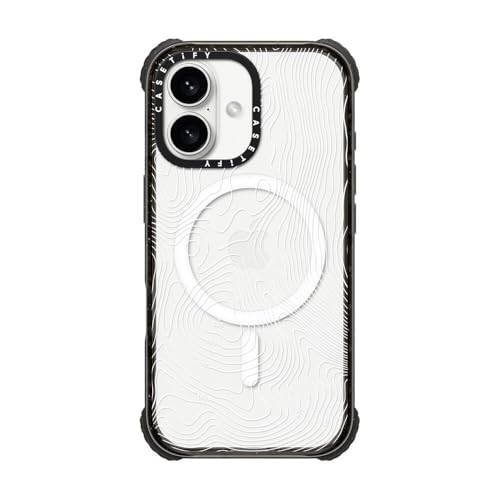 CASETiFY for iPhone 16 Case - Ultra Impact Compatible with MagSafe | Strong Slim | 11.5 ft. 5X Militray Grade Drop Protection | Topography Map | Black - color: Topography Map, size: Iphone 16 (6.1")