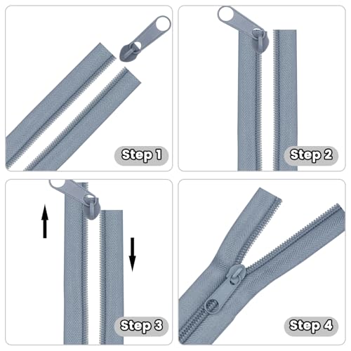 DOITEM 10 Yards Nylon Coil Zipper by The Yards, #5 Bulk Zippers for DIY Sewing Craft Bags with Replacement 20PCS Sliders (Grey, #5) - color: Grey, size: #5