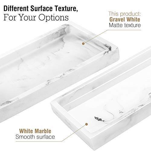 Luxspire Resin Bathroom Tray for Countertop Organizer, Mini, Gravel White | 8 x 4 inch, non-slip waterproof resin, easy wipe clean, fits bath kitchen vanity, holds jewelry toiletries soap - color: Gravel White, size: Mini