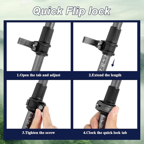 Hiking Poles, Ultra-Light Telescopic Trekking Poles,Portable Walking Sticks with Adjustable Height for Men and Women - color: Black