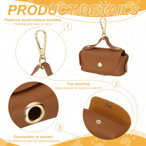 Dog Poop Bag Holder, Leather Pet Waste Bag Dispenser for Leashes Portable Reusable Easy Cleanup Pouch(1Pcs, Dark Yellow), Intended for Outdoor/Travel/Walking with Dog - color: Dark Yellow