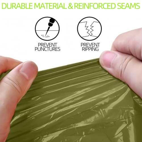 Emergency Poncho with Mylar Blanket Liner for Survival Gear, Waterproof, Wind-Resistant Green Rain Poncho for Outdoors, Camping, and Car Emergency Kits - Thermal Poncho- 4 Pack