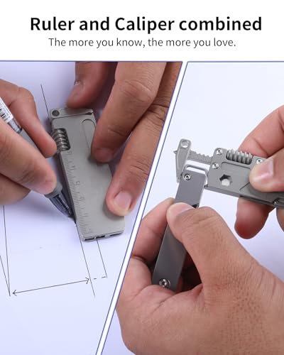 Titanium EDC Tool with Small Adjustable Spanner Wrench, Pocket Screwdriver, Window Breaker, Bottle Opener and Ruler, Mini Multitool for Everyday Carry - color: Bs02-c