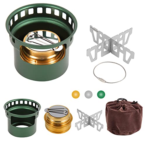 Portable 2 In 1 Mini Alcohol Stove Burner For Camping With Cross Stand - color: Green