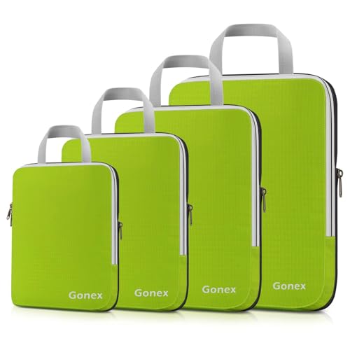 Gonex Compression Packing Cubes, 4-Piece Expandable Travel Organizers - color: 4-Green, size: 4 Set