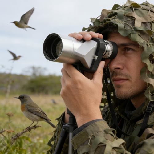 8x20 HD Monocular Telescope for Outdoor Use, Portable Manual Focus Pocket Telescope for Adult Explorers Silver