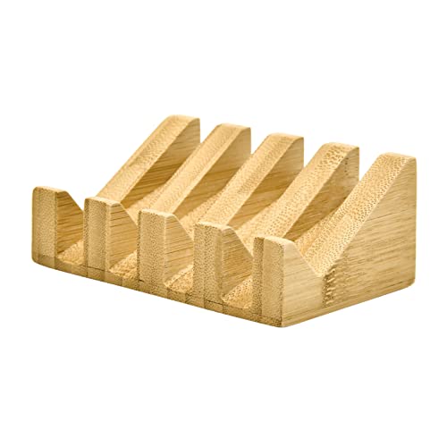 Bamboo Soap Dish Wooden Bar Soap Holder Saver for Shower,1 Pack - color: 1pcs