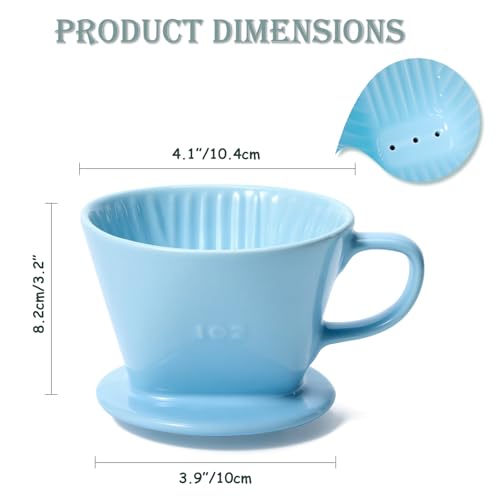 Pour Over Coffee Dripper, Ceramic Pour Over Coffee Maker, Blue - color: Blue