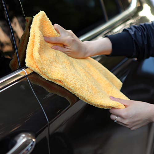 CARCAREZ Microfiber Towels for Cars, Car Drying Wash Detailing Towel with Plush Edgeless Microfiber Cloth (Yellow) - color: Yellow