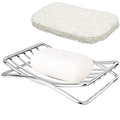 Soap Dish Stainless Steel Bar Soap Holder for Shower Bathroom, Self-draining Soap Dishes Sponge Holder for Kitchen Sink, Easy Cleaning Quick Dry with White Soap Saver - color: White-arch 1p