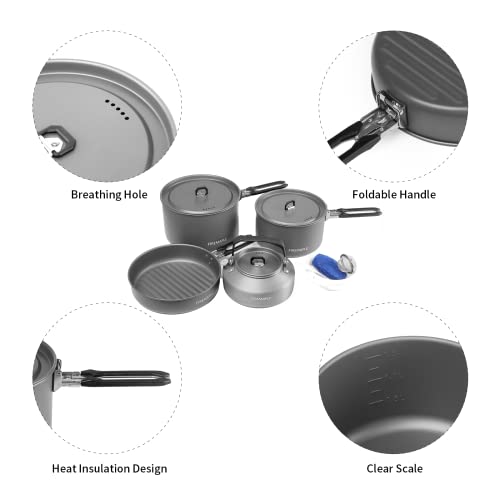Fire-Maple Feast Outdoor Camping Cookware, Pot and Pan Set Stackable Kit - color: Feast4-black