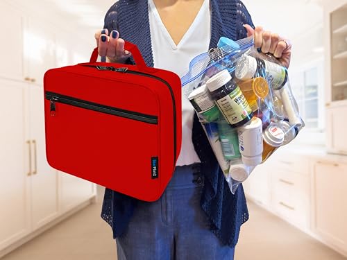 Large Pill Bottle Organizer & Medicine Bag for Travel, Red - color: - LG Red