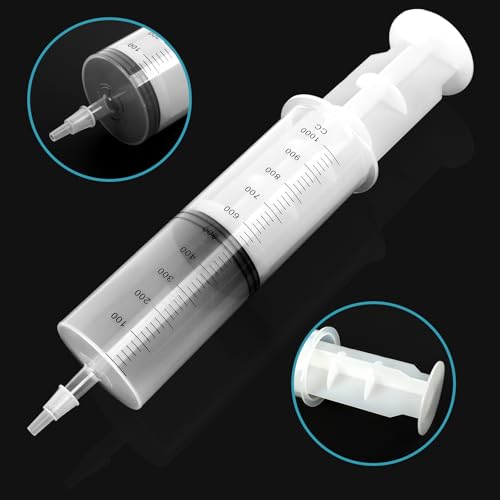 1000ml Extra Large Syringe with Tip Adapter, Sterile and Individual Sealed, Plastic Garden Syringe for Liquid, Paint, Epoxy Resin, Oil, Watering Plants, Refilling - style: 1000 ml