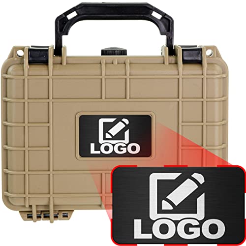 Eylar Protective Gear and Camera Hard Case with Custom Logo Engraved Plate TSA Approved 8.12 inch 6.56 inch 3.56 inch, Customizable Pluck Foam, Lockable for Cameras, Lenses, Drones, Gear (Tan) - color: Tan