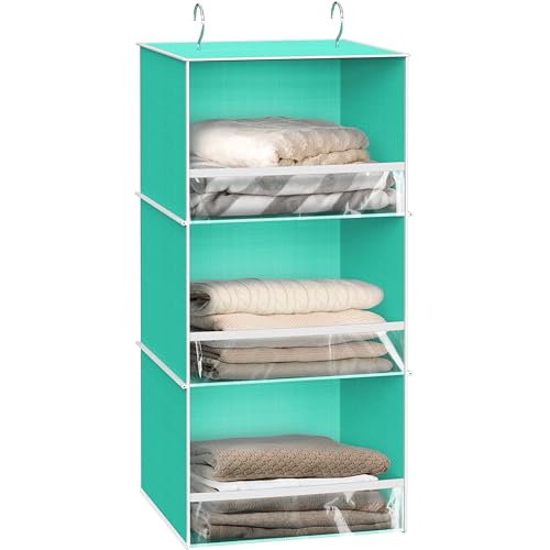 Simple Houseware 3 Shelf Hanging Closet Organizer, Turquoise - color: Turquoise