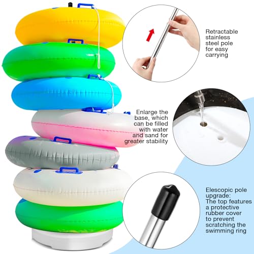 Pool Float Storage Rack Pool Float Holder Stainless Steel Equipment Holder Water Filling Base Portable Scalable Outdoor Rack for Swimming Outdoor Storage(13 x 118 in,White) - color: White, size: 13 x 118 in