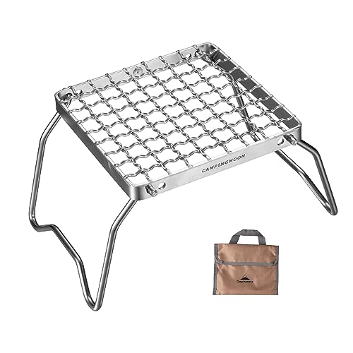 CAMPINGMOON Portable Folding Camping Campfire Grill over Fire Split Stoves 304 Stainless Steel (Grid wire (MS-1011)) - color: Grid wire (MS-1011)