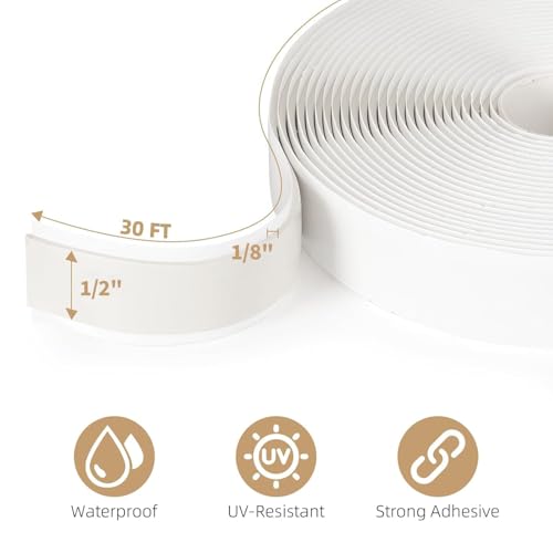 Butyl Tape, 1/2 in x 30 ft White Waterproof RV Sealant Tape, 1 Pack - color: White, size: 1/2" x 30Ft