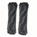 3/8 in × 100 ft Reflective Black Diamond Braided Polypropylene Rope with Non-Woven Core, Multi-Purpose Utility Cord for Clothesline, Camping, Outdoor, DIY, and Home Use (2 Pack, 50ft Each) - size: 3/8" x 100FT, style: Reflective Black