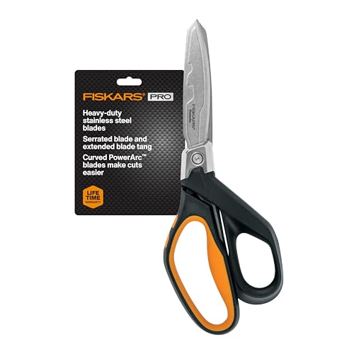 Fiskars Pro 8" PowerArc Shop Shears, Heavy Duty Serrated Utility Scissors - style: Serrated 8 in.