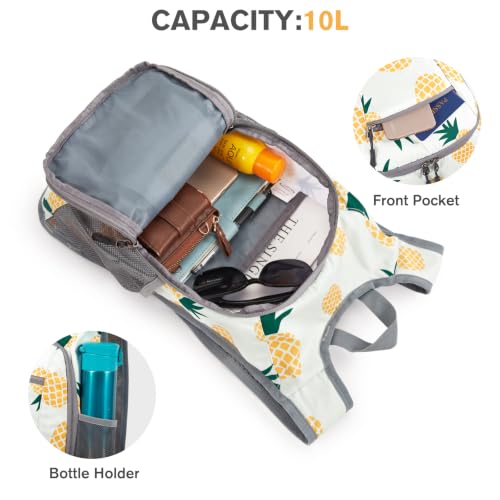 G4Free 10L/15L Hiking Backpack Lightweight Packable Hiking Daypack Small Travel Outdoor Foldable Shoulder Bag - color: Yellow Pineapple, size: 10L