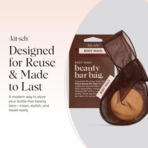 Kitsch Soap Saver Bag – Patented Mesh Bag Soap Holder – Chocolate | for Shampoo and Conditioner Bars – Extends Use & Prevents Soggy Mess – Recycled Beauty Mesh Pouch, Eco-Friendly - color: Chocolate