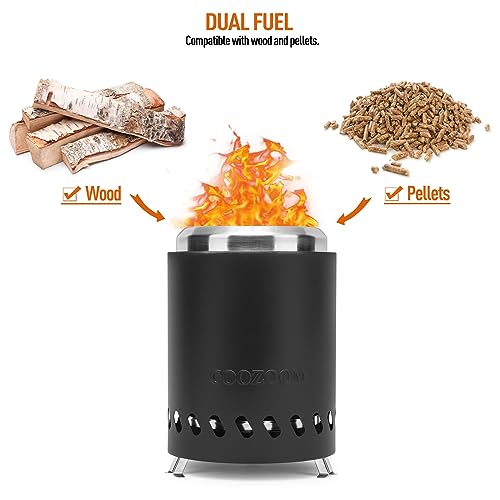 Portable Table Top Fire Pit with Stand, 5.5" Stainless Steel Mini Outdoor Low Smoke Burning Tabletop Firepit Fueled by Pellets or Wood, for Outside Camping Black - color: Black, size: 5.5 Inch