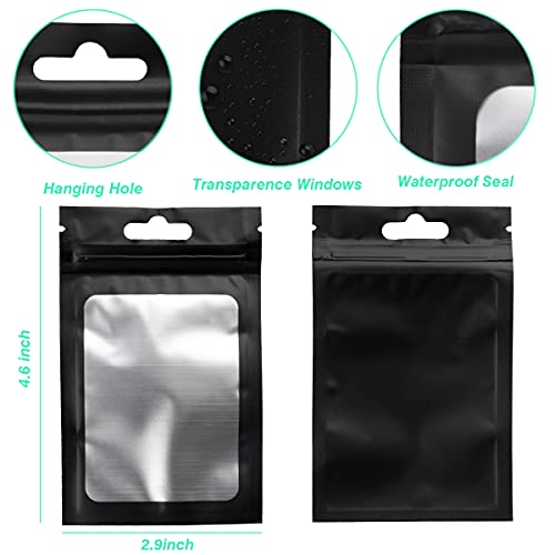 DOSEWART 200Pcs 3 x 4.6Inch Resealable Holographic Bags with Clear Window - color: Black 1