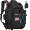 Piscifun Fishing Tackle Backpack, Rod & Gear Holder, Water-Resistant | 15L storage, breathable padding & adjustable shoulder straps, MOLLE panel, Black - color: Black, size: Standard