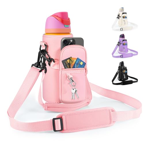 Water Bottle Carrier Bag with Strap, Fits Owala FreeSip 24/32 oz - color: Pink, size: 24 ounce