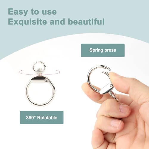 12pcs Round Spring Snap Hooks Swivel Ring Carabiner Clips Eyelet O Rings Buckle for Bags Belts Keychain Purses DIY Accessory (Gold) - color: Gold