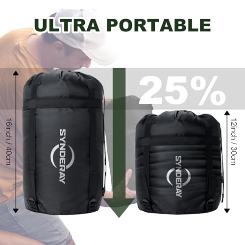 Sleeping Bags for Adults Cold Weather & Warm - Backpacking Camping Sleeping Bag Girls Boys - Lightweight Compact with Compression Sack - color: 50-80°F Everyday 3 Season-Green