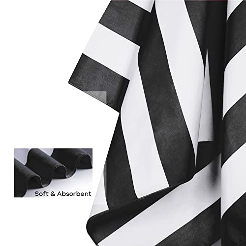 Your Choice Microfiber Beach Towel Sand-Free Quick Dry (67"x35"/60"x30") - color: Z-black Stripes, size: Large(60x30")