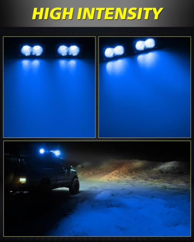 Blue LED Pods 3" 40W CREE LED Blue Diffused LED Light Bars | Diffused Spread Beam, High Intensity CREE LEDs Scene Camper Daytime Fishing Chase Lights for Truck Pickup Trailer UTV - color: Blue