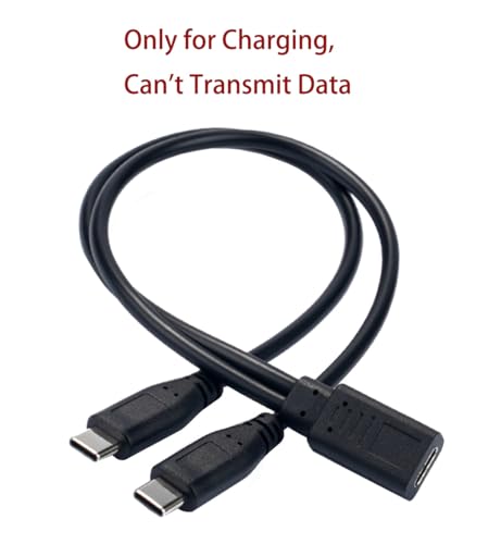USB C Splitter Charge Cable,1 Feet USB Type C 1 Female to 2 Dual Male Y Splitter Extension Charging Cable(Only for Charging,Can't Transmit Data) - color: Type C female to 2*Type C male