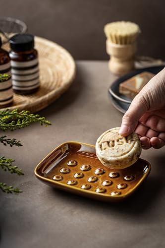Miamolo Soap Dish for Shower, Soap Holder with Raised Pattern Keep Soap Dry | Ceramic Soap Saver for Bathtub Kitchen Sink, Fits Bar Soap Sponge | Smooth Glaze Dishwasher Safe, Effortless Care, Dark Brown - color: Dark Brown, size: Floating Point Design