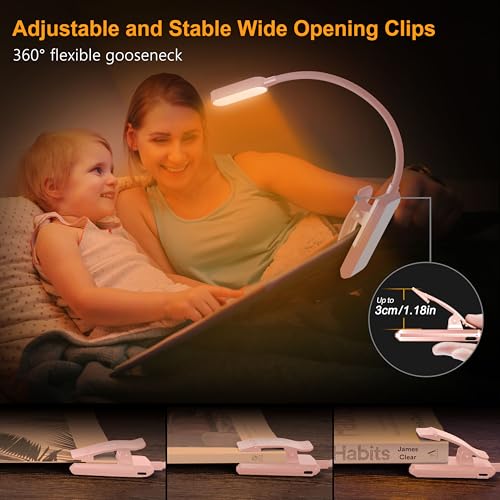 Gritin 16 LED Rechargeable Book Light for Reading in Bed - color: Pink