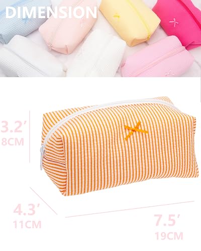 PAZIMIIK Cozy Makeup Bag for Women,Zipper Cosmetic Pouch,Stripe Orange - color: Stripe Orange
